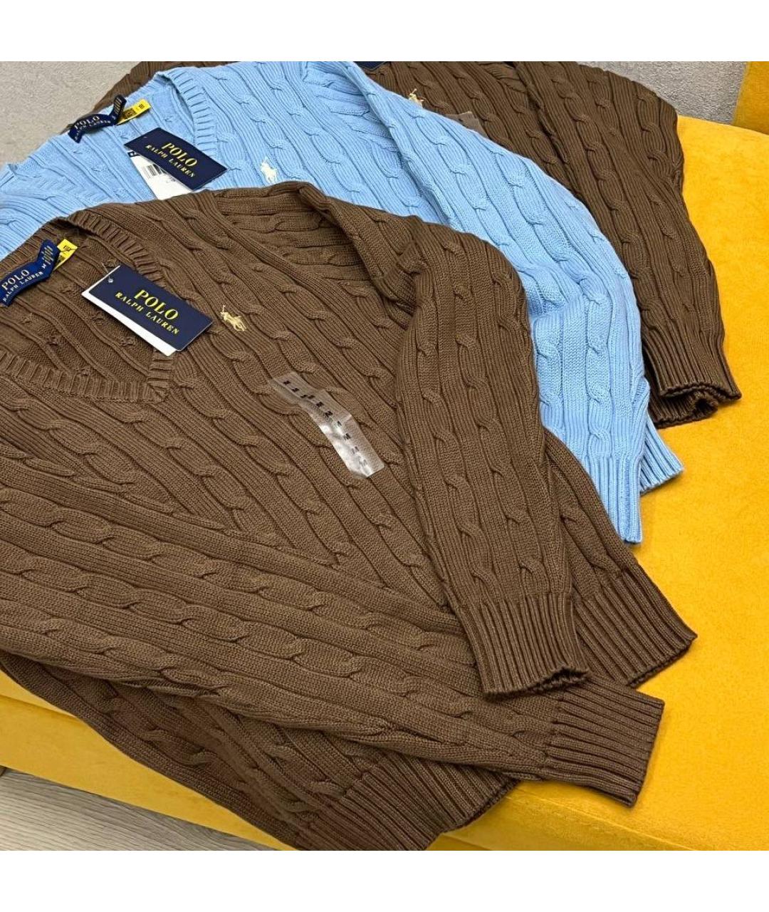 POLO RALPH LAUREN Коричневый хлопковый джемпер / свитер, фото 8