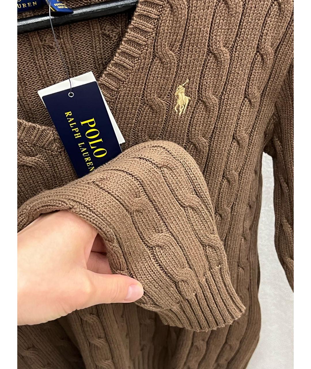 POLO RALPH LAUREN Коричневый хлопковый джемпер / свитер, фото 4