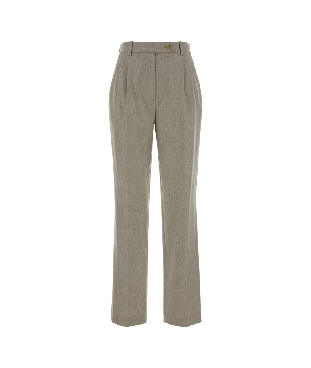 THE ROW Бежевые шерстяные прямые брюки, фото 1