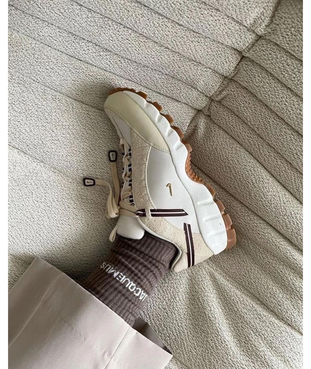 NIKE Бежевые кожаные низкие кроссовки / кеды, фото 5