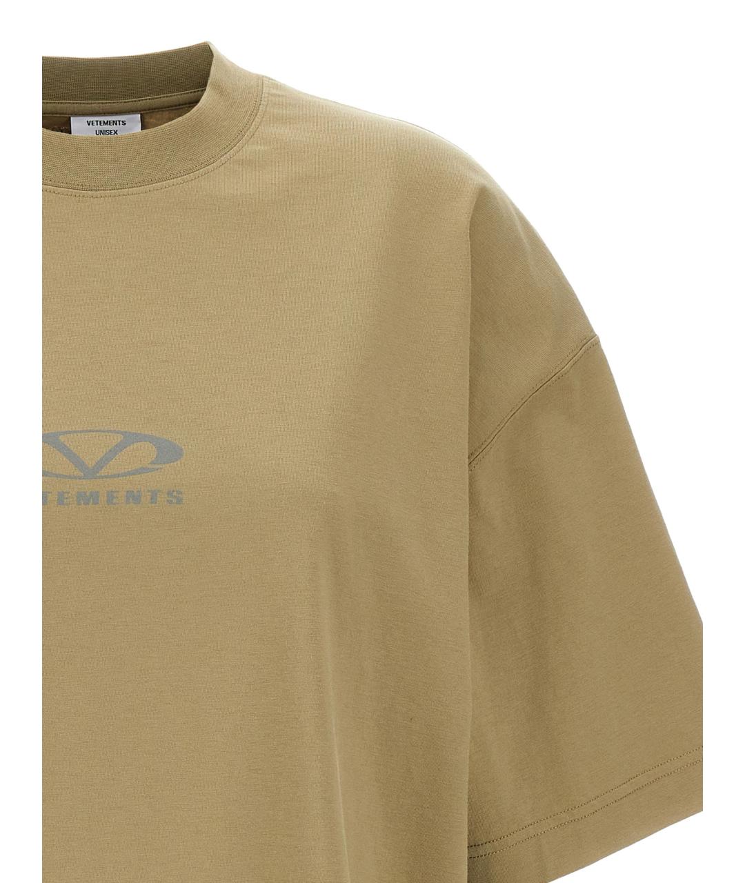 VETEMENTS Бежевая хлопковая футболка, фото 3