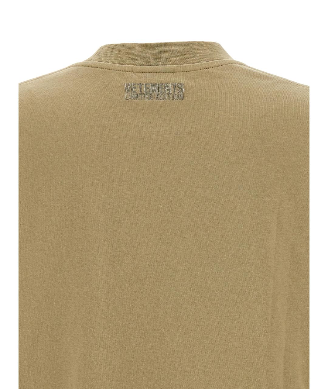 VETEMENTS Бежевая хлопковая футболка, фото 4