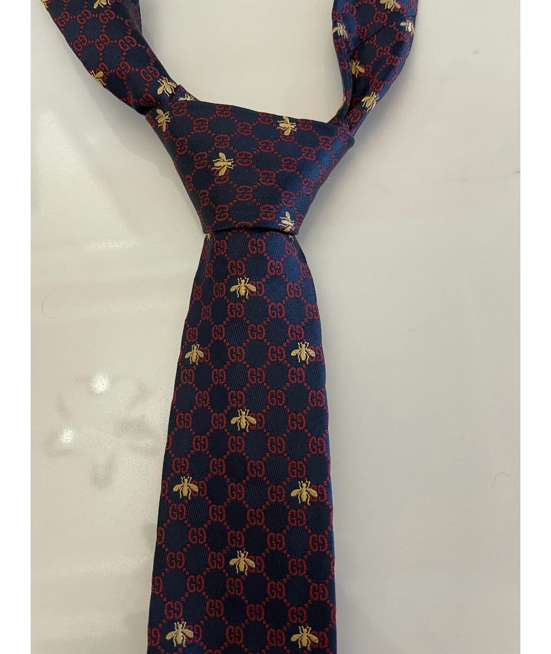 GUCCI Темно-синий шелковый галстук, фото 2