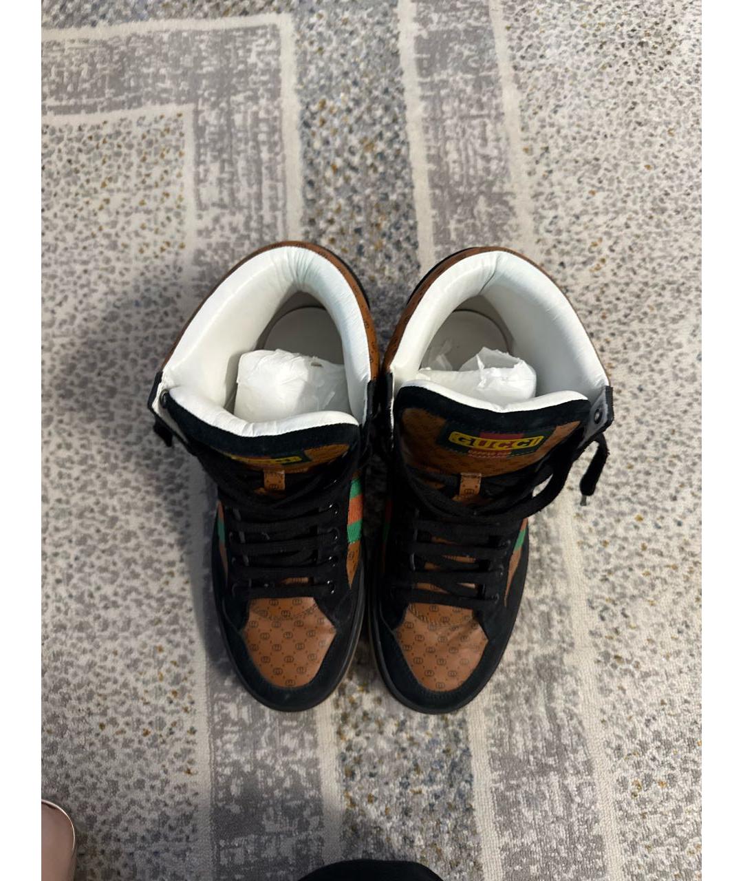 GUCCI Коричневые кожаные кроссовки, фото 3