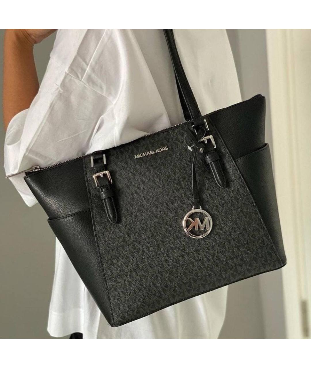 MICHAEL KORS Черная кожаная сумка тоут, фото 4