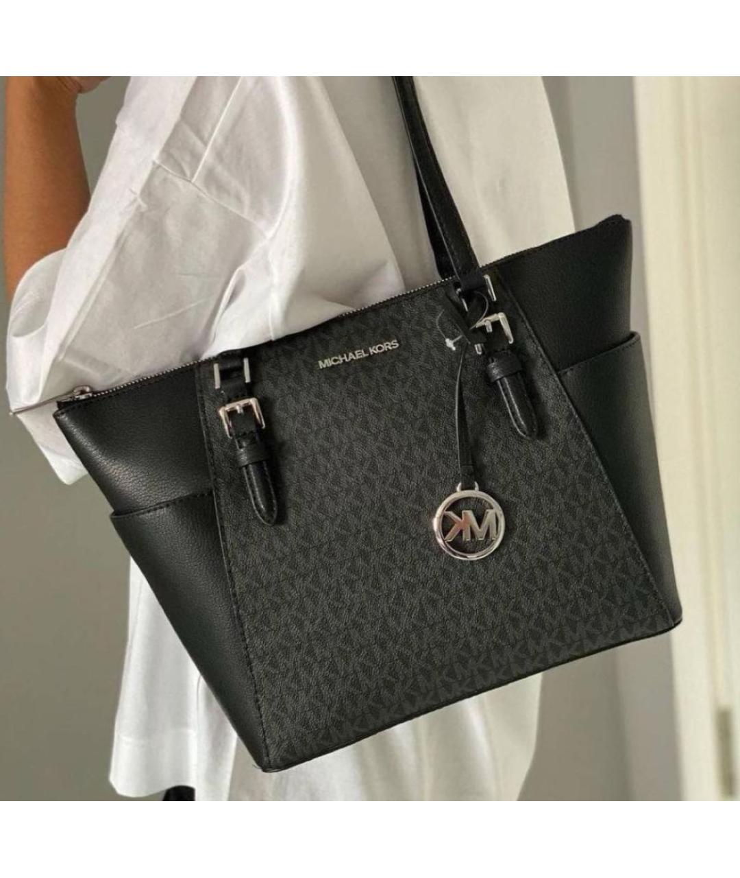 MICHAEL KORS Черная кожаная сумка тоут, фото 2