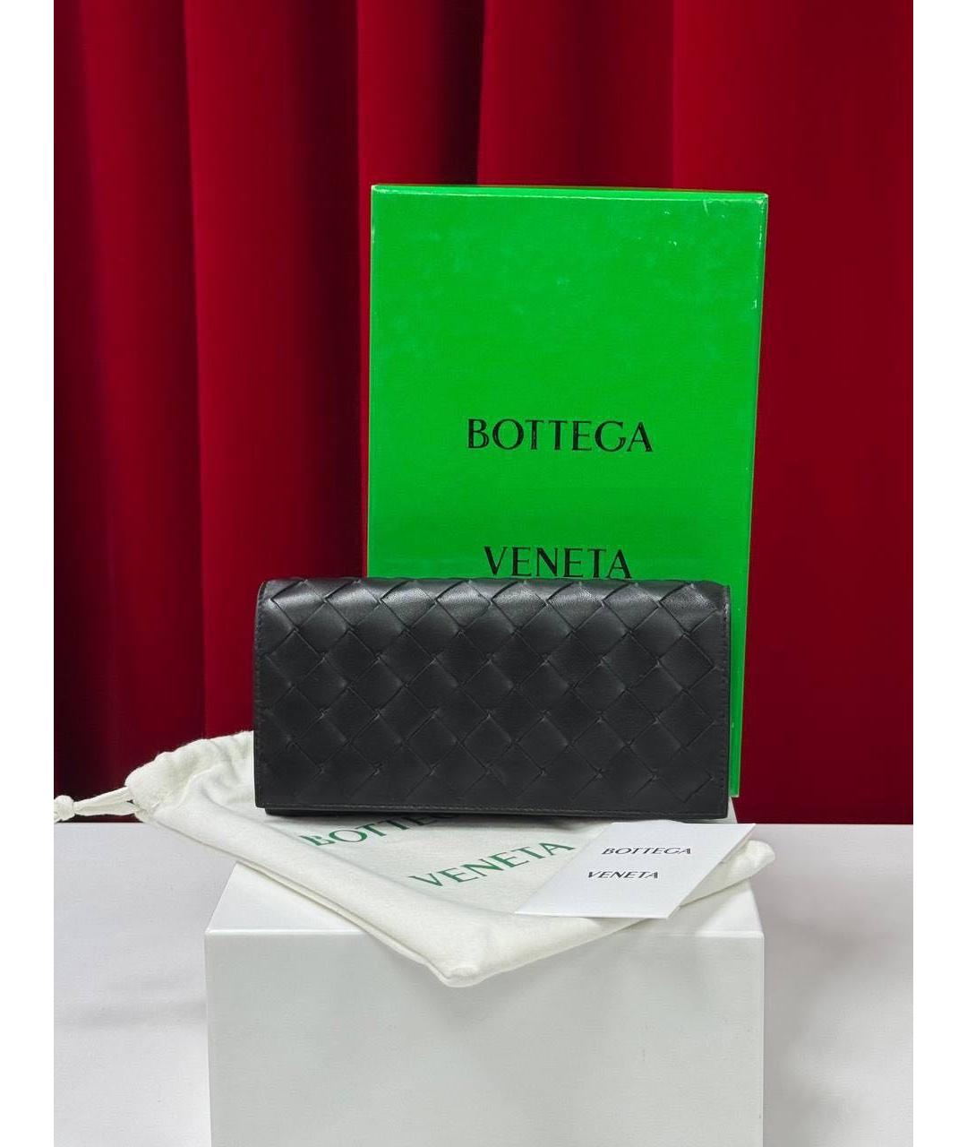 BOTTEGA VENETA Черный кожаный кошелек, фото 4