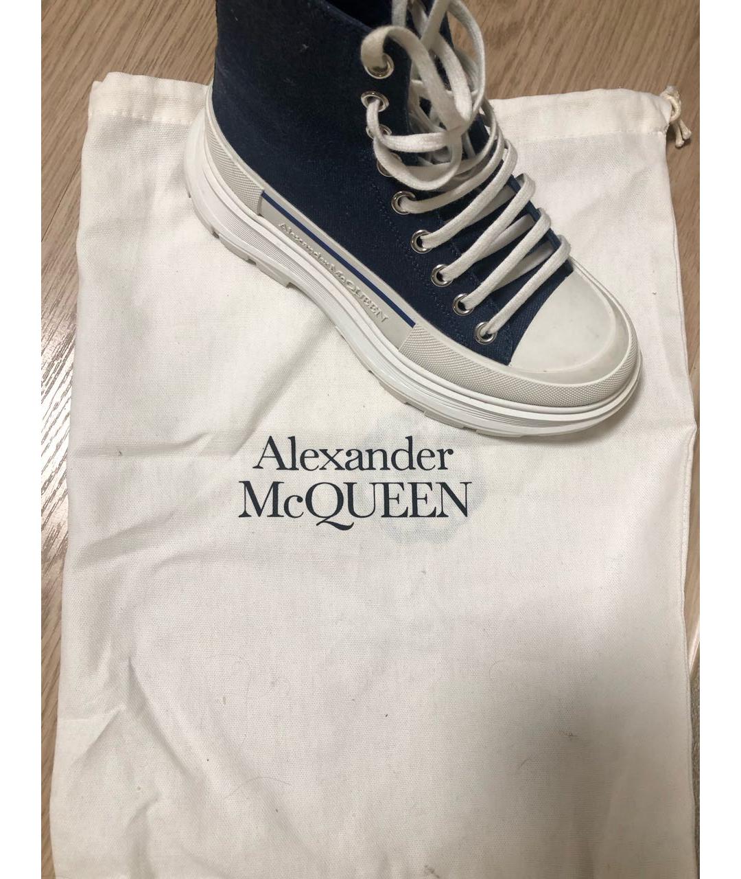 ALEXANDER MCQUEEN Синие текстильные ботинки, фото 5