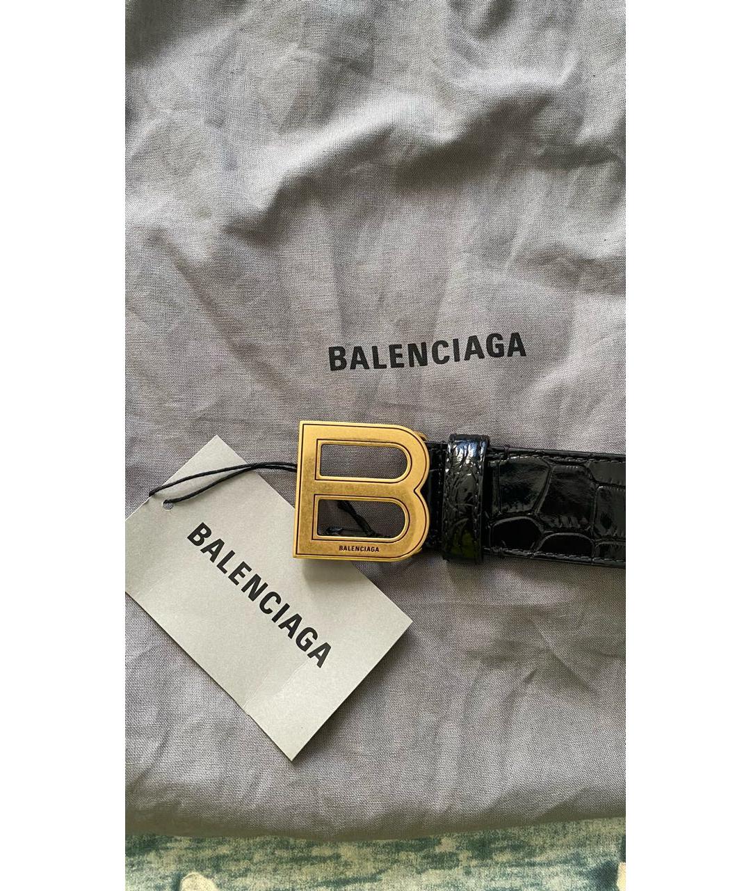 BALENCIAGA Черный кожаный ремень, фото 2