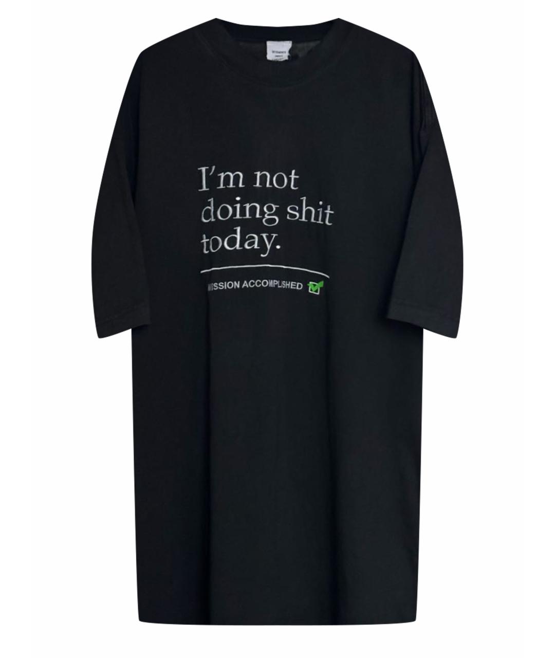 VETEMENTS Черная хлопковая футболка, фото 1