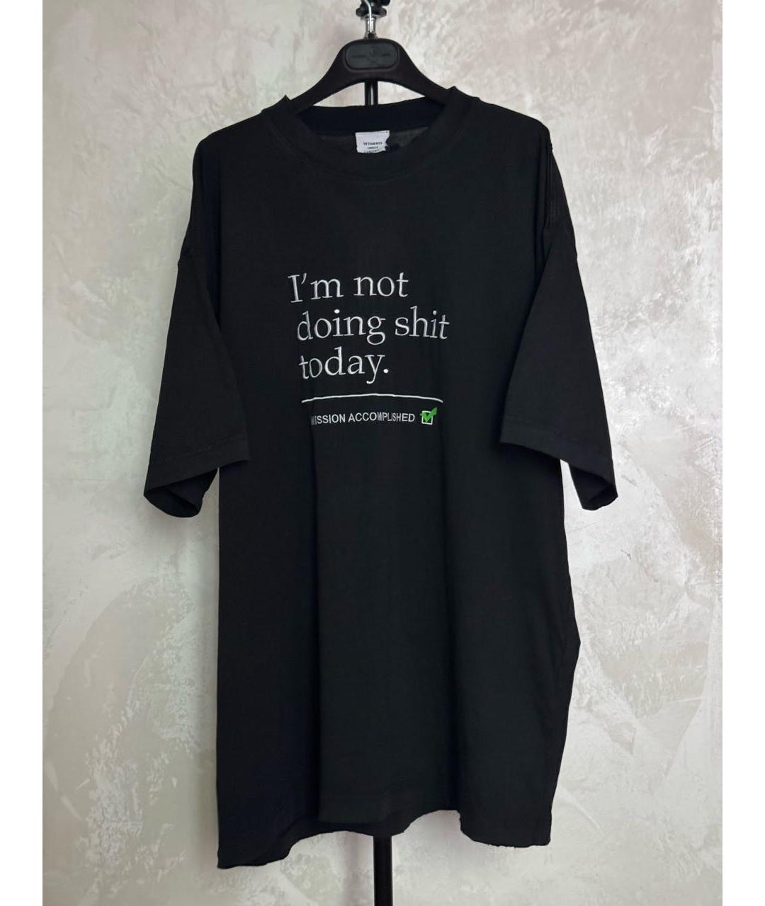 VETEMENTS Черная хлопковая футболка, фото 8