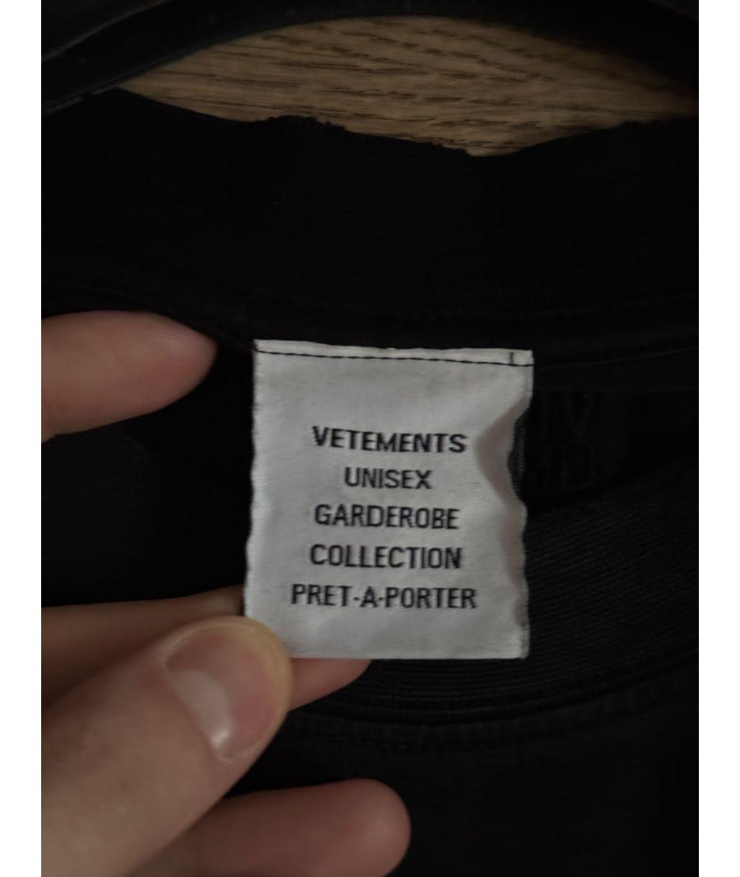 VETEMENTS Черная хлопковая футболка, фото 5