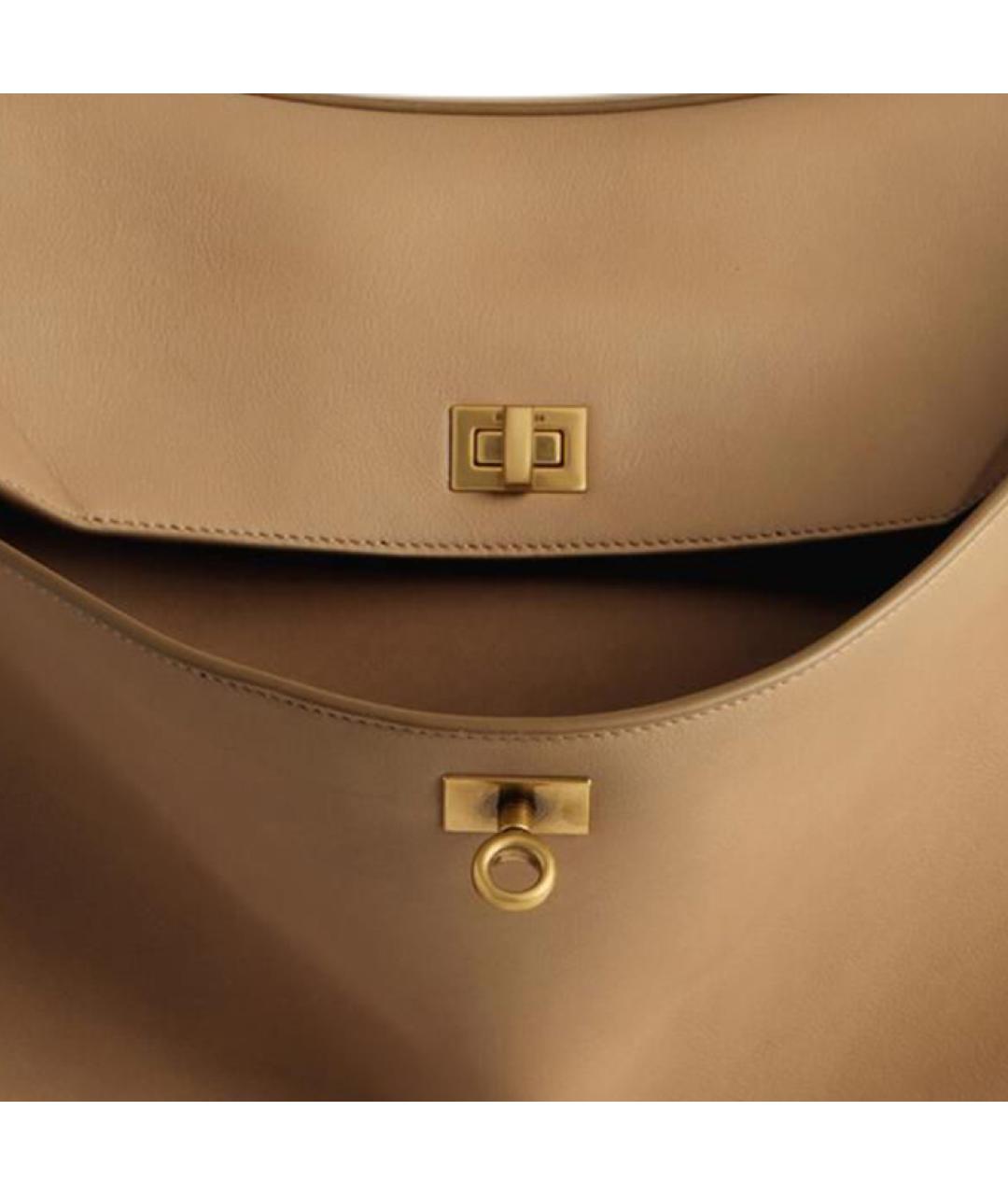 BALENCIAGA Бежевая кожаная сумка через плечо, фото 6