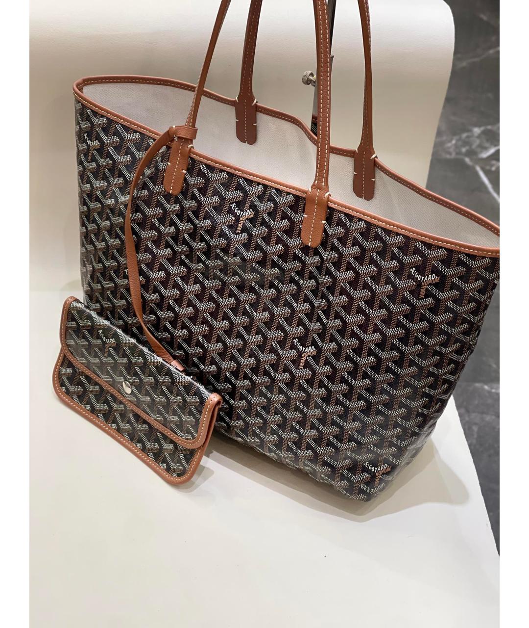 GOYARD Коричневая кожаная сумка тоут, фото 7