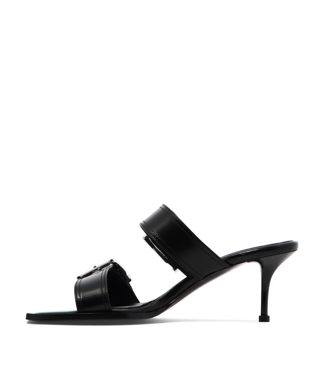 ALEXANDER MCQUEEN Черные кожаные сандалии, фото 3