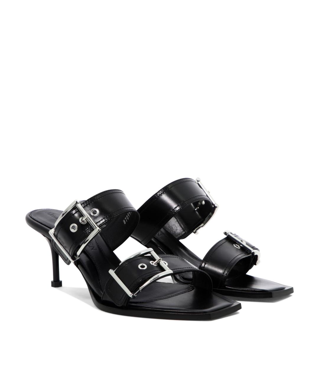 ALEXANDER MCQUEEN Черные кожаные сандалии, фото 2