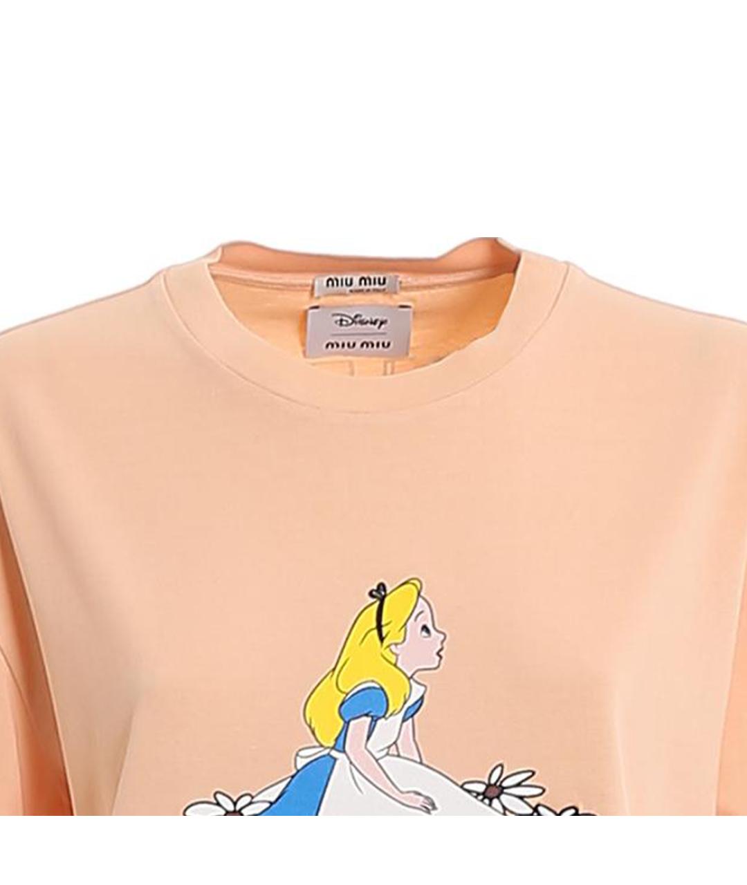 MIU MIU Оранжевая хлопковая футболка, фото 6