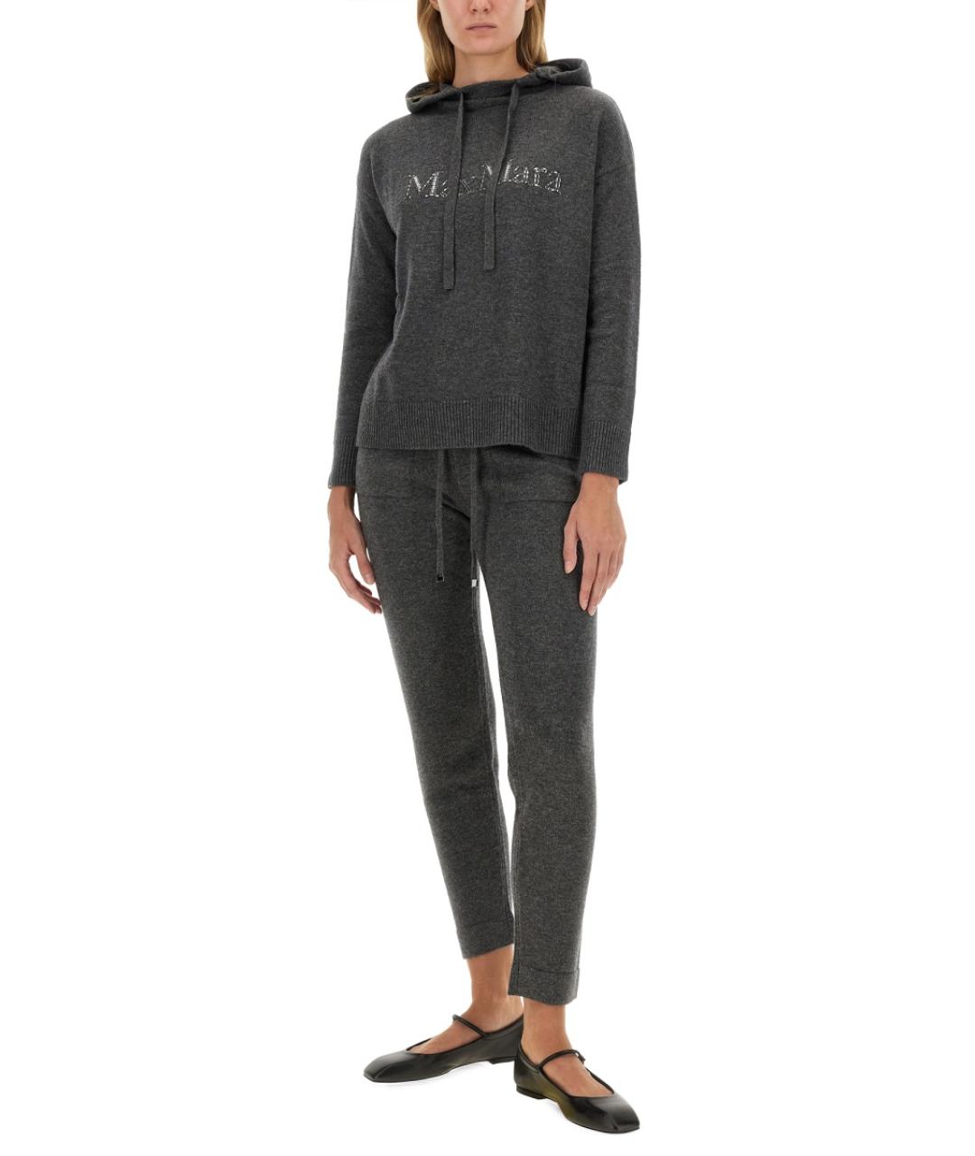 'S MAX MARA Серые шерстяные прямые брюки, фото 2