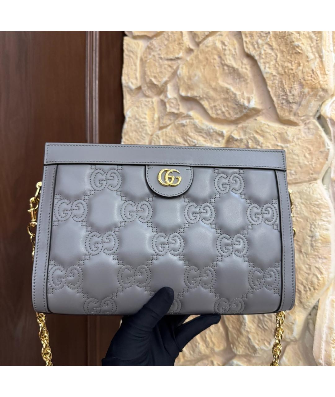 GUCCI Серая кожаная сумка через плечо, фото 3