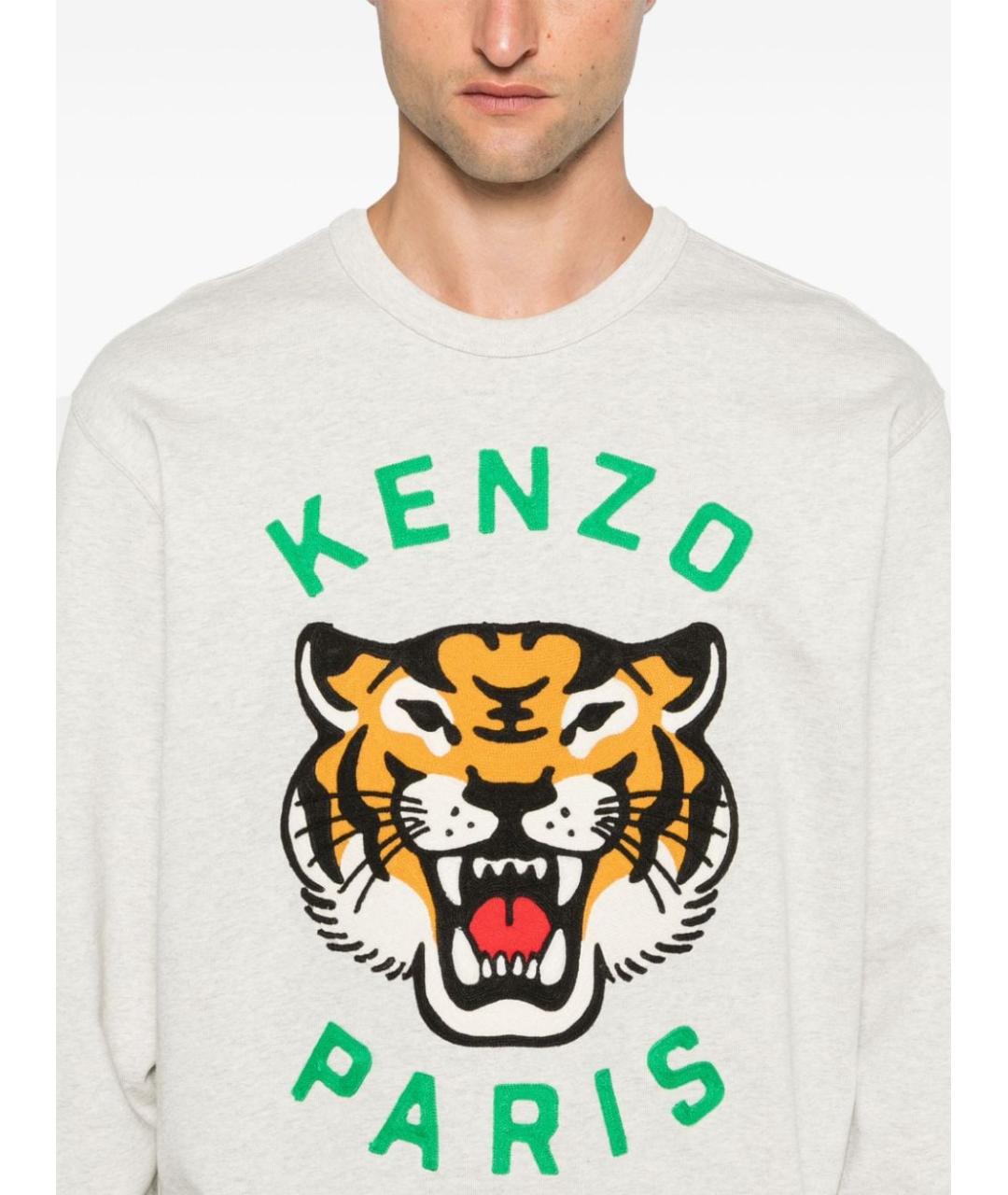 KENZO Серый хлопковый джемпер / свитер, фото 3