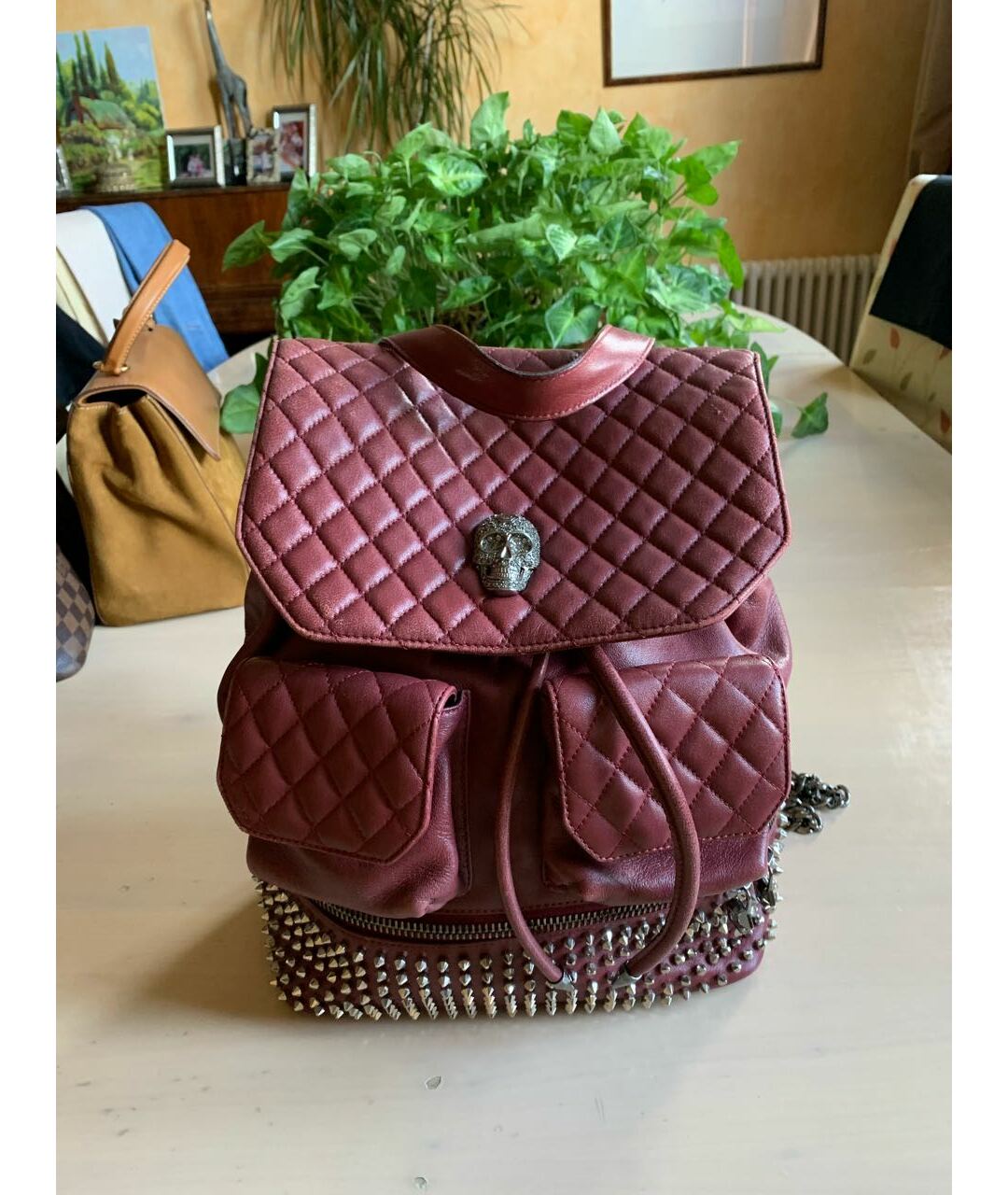 PHILIPP PLEIN Бордовый кожаный рюкзак, фото 7