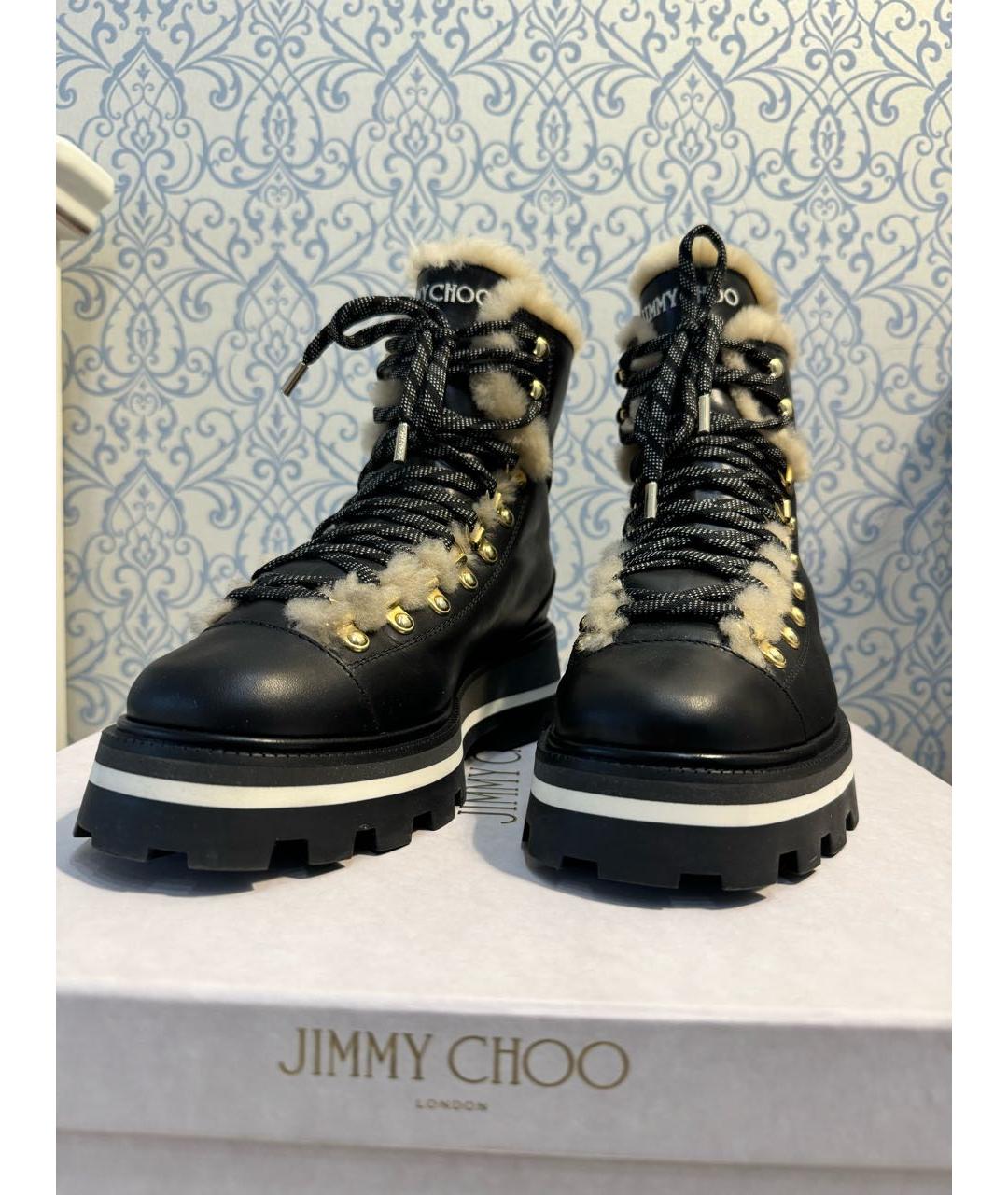 JIMMY CHOO Черные кожаные ботинки, фото 2