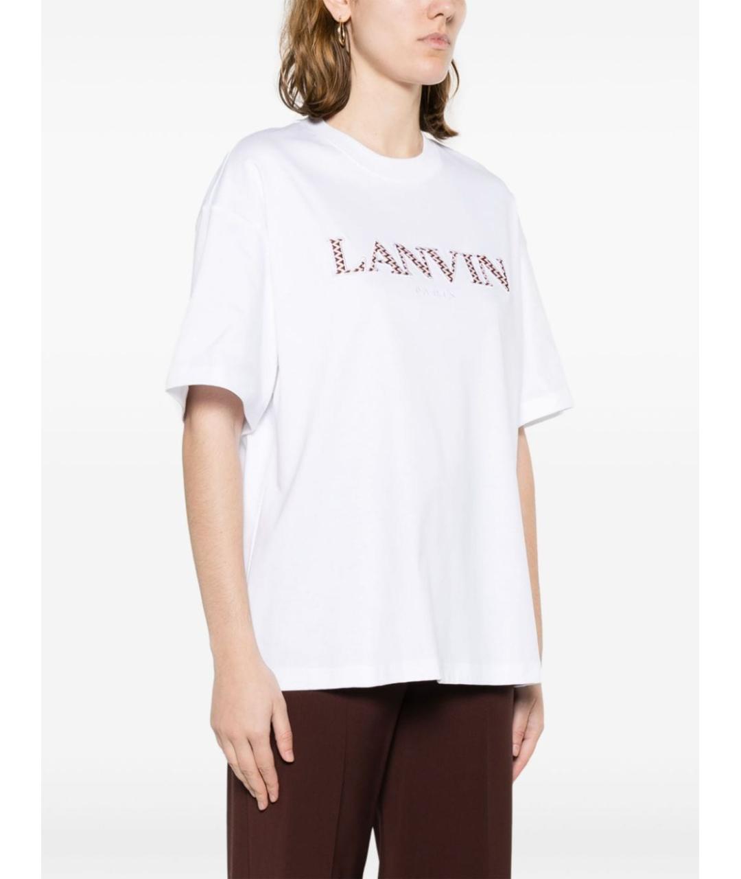 LANVIN Белая хлопковая футболка, фото 4