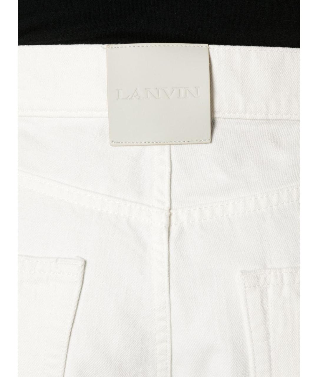 LANVIN Белые хлопковые прямые джинсы, фото 5