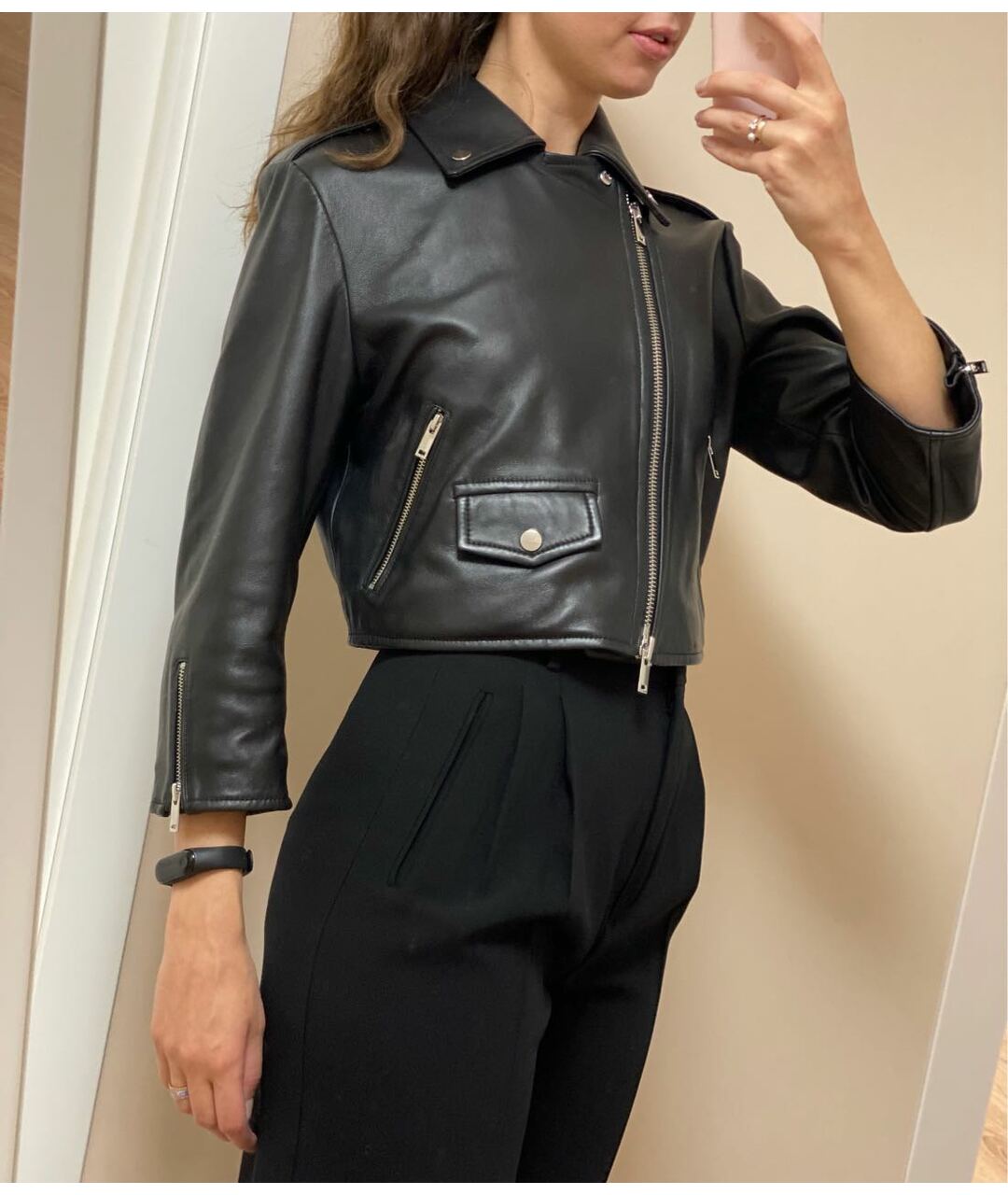 WEEKEND MAX MARA Черная кожаная куртка, фото 5