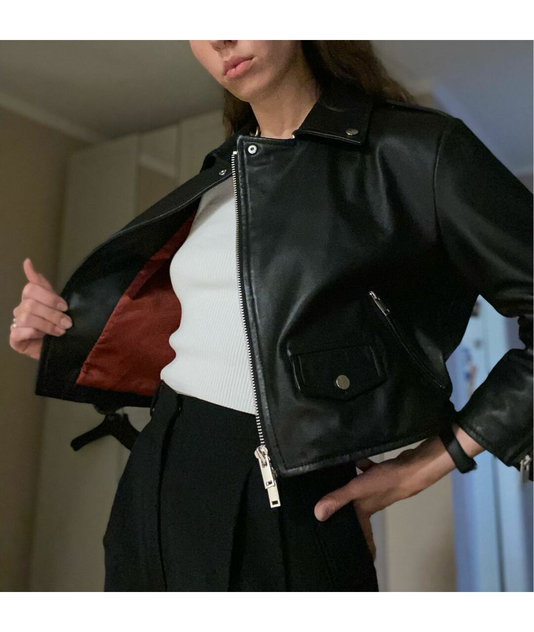 WEEKEND MAX MARA Черная кожаная куртка, фото 6