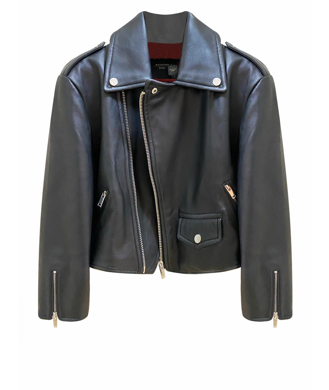 WEEKEND MAX MARA Черная кожаная куртка, фото 1