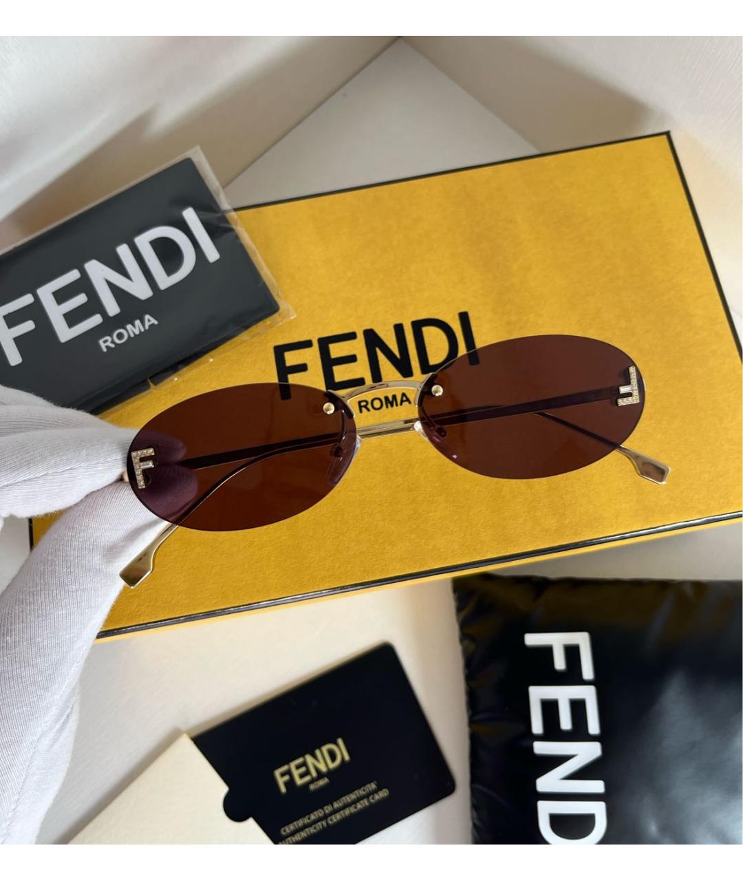 FENDI Бордовые солнцезащитные очки, фото 2