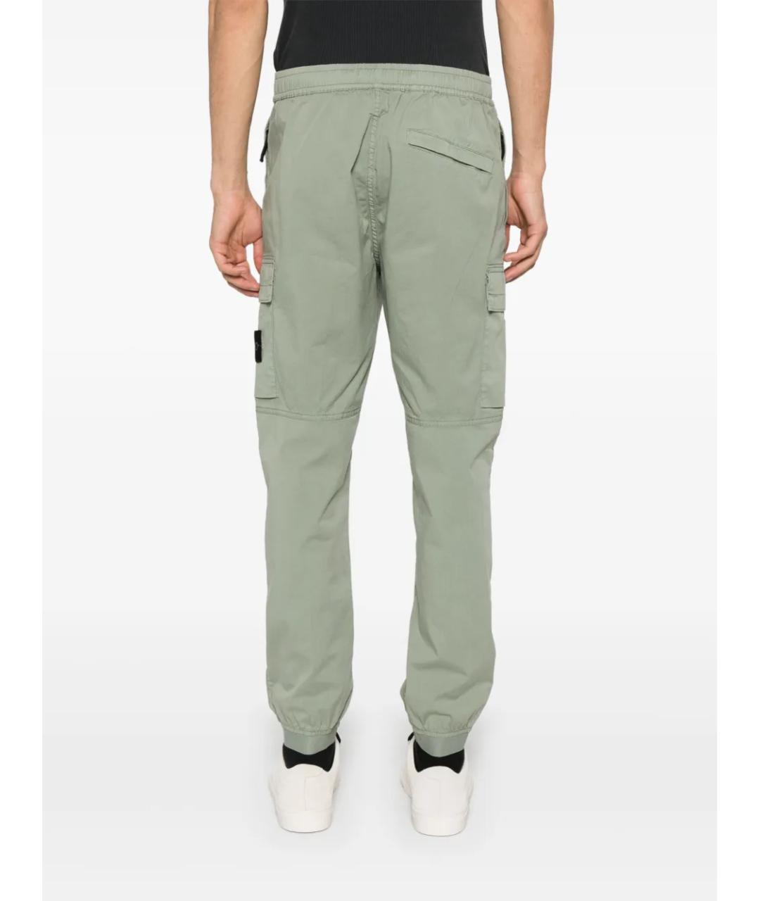 STONE ISLAND Зеленые хлопковые повседневные брюки, фото 4