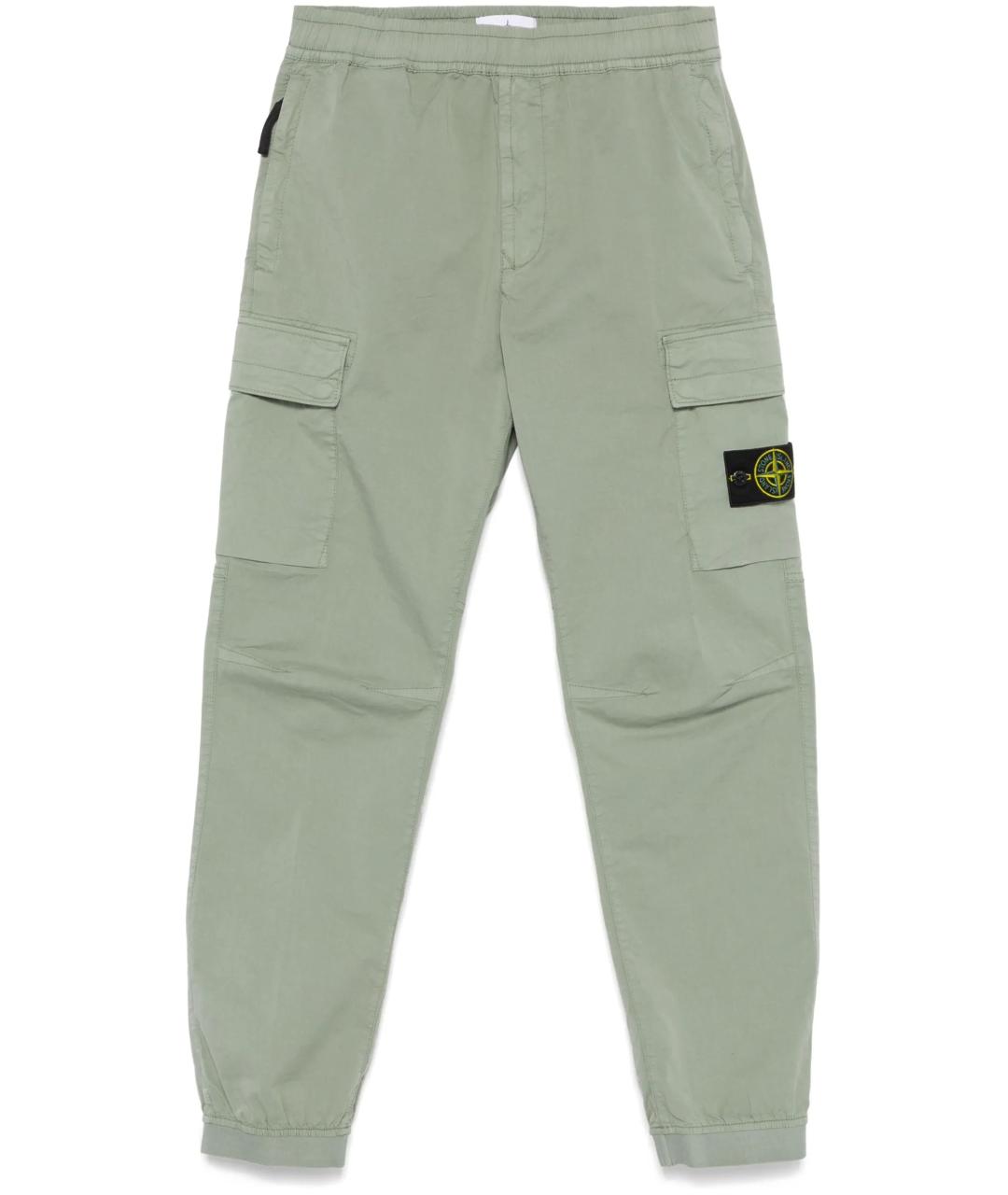 STONE ISLAND Зеленые хлопковые повседневные брюки, фото 1