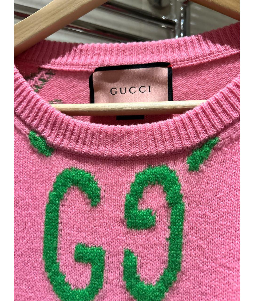 GUCCI Розовый шерстяной джемпер / свитер, фото 5