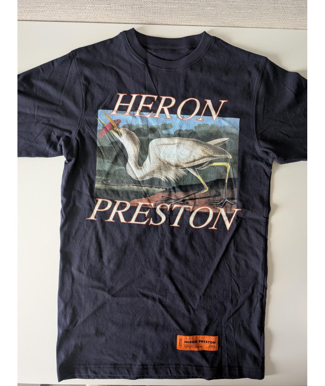 HERON PRESTON Синяя хлопковая футболка, фото 2