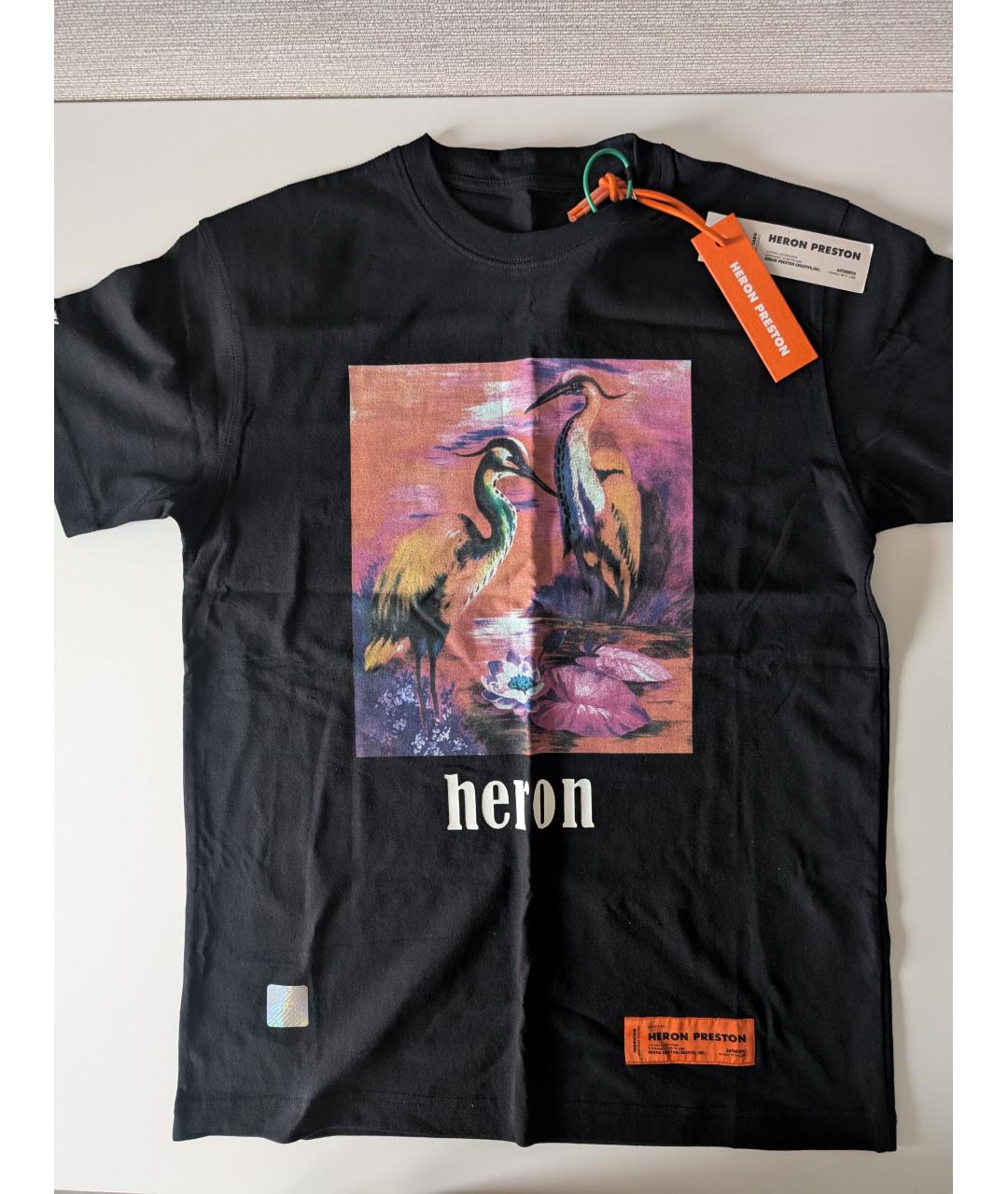 HERON PRESTON Черная хлопковая футболка, фото 2