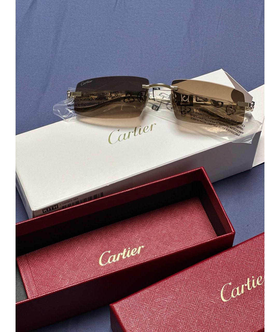 CARTIER Золотые металлические солнцезащитные очки, фото 8