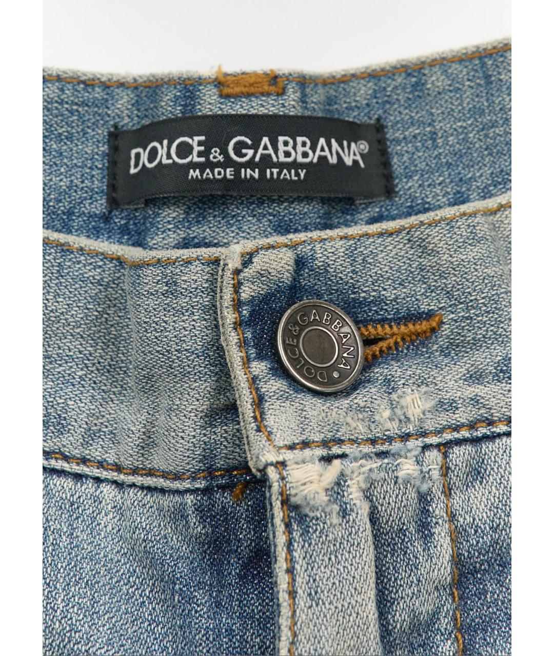 DOLCE&GABBANA Голубые хлопковые прямые джинсы, фото 3