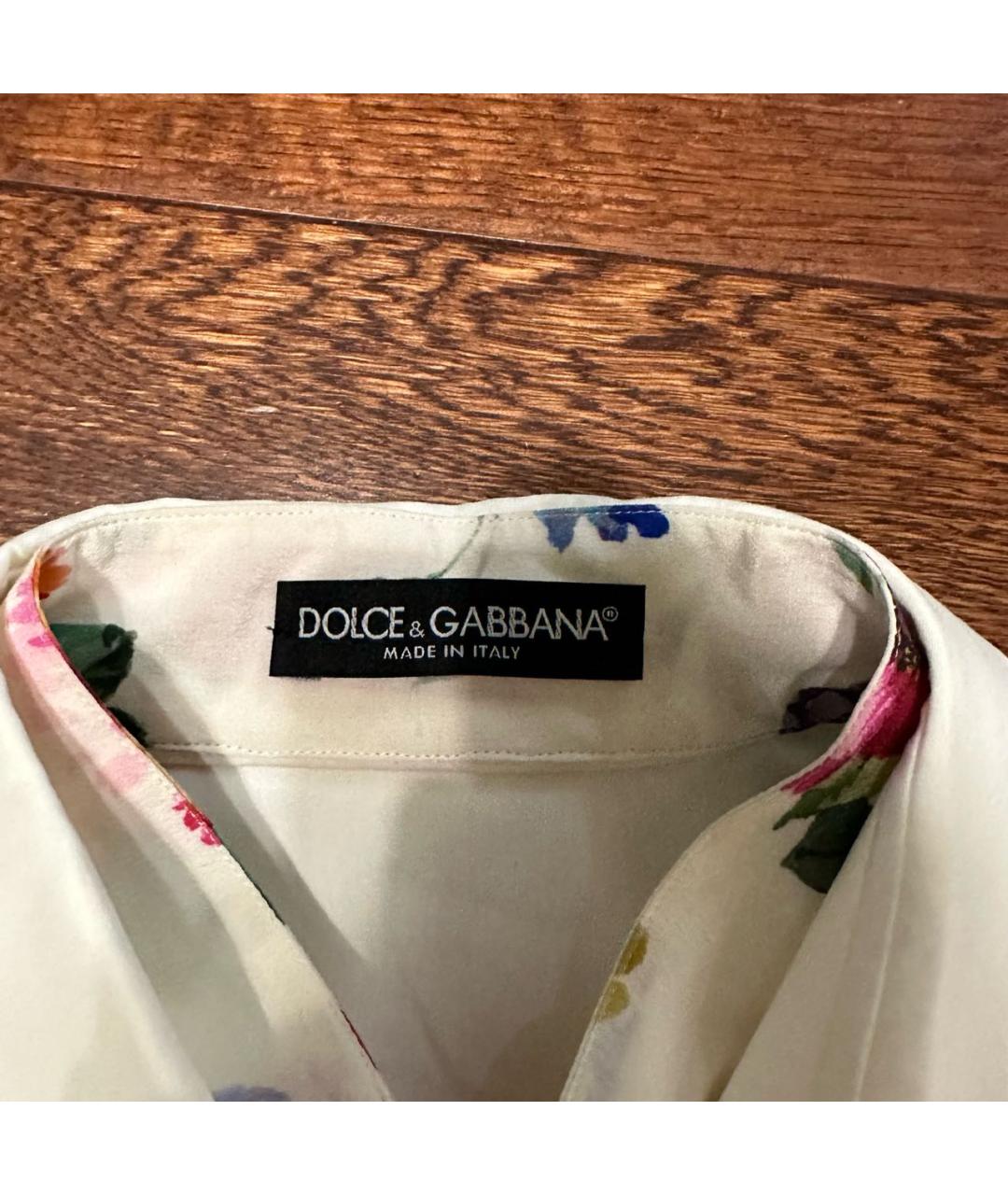 DOLCE&GABBANA Бежевая шелковая рубашка, фото 5