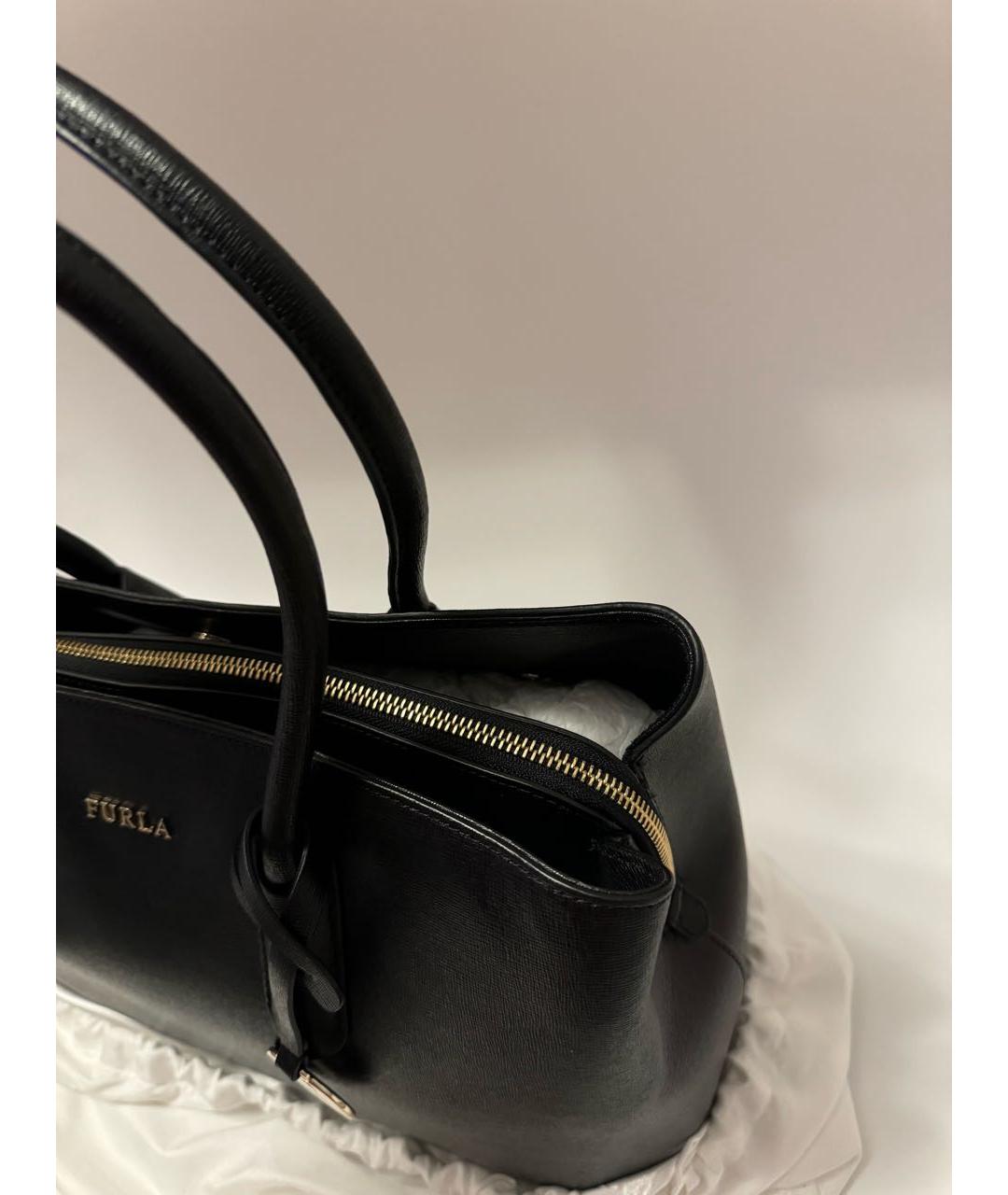 FURLA Черная кожаная сумка тоут, фото 4