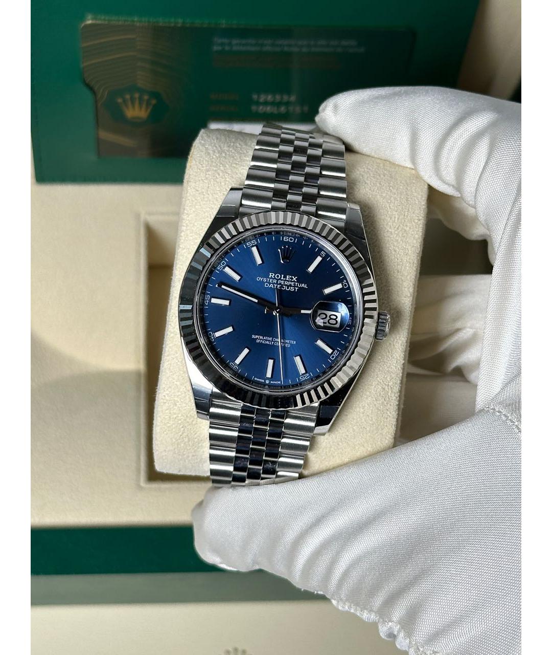 ROLEX Синие часы из белого золота, фото 3