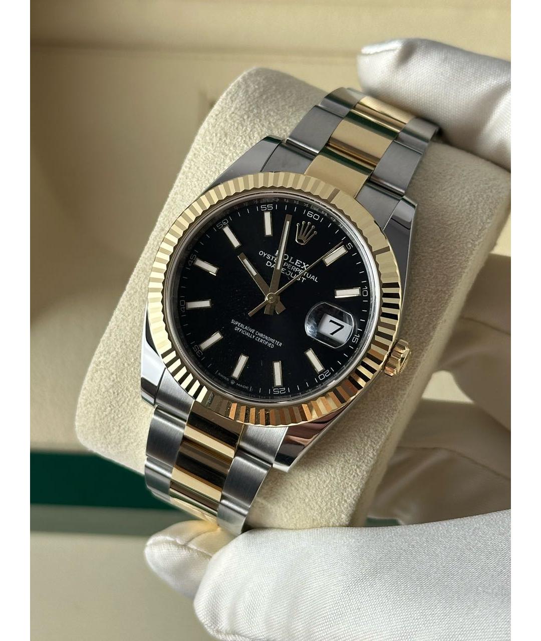 ROLEX Черные часы из желтого золота, фото 4