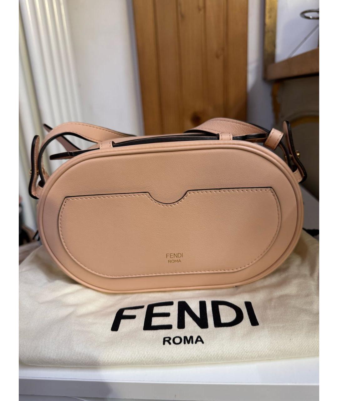 FENDI Бежевая кожаная сумка через плечо, фото 3