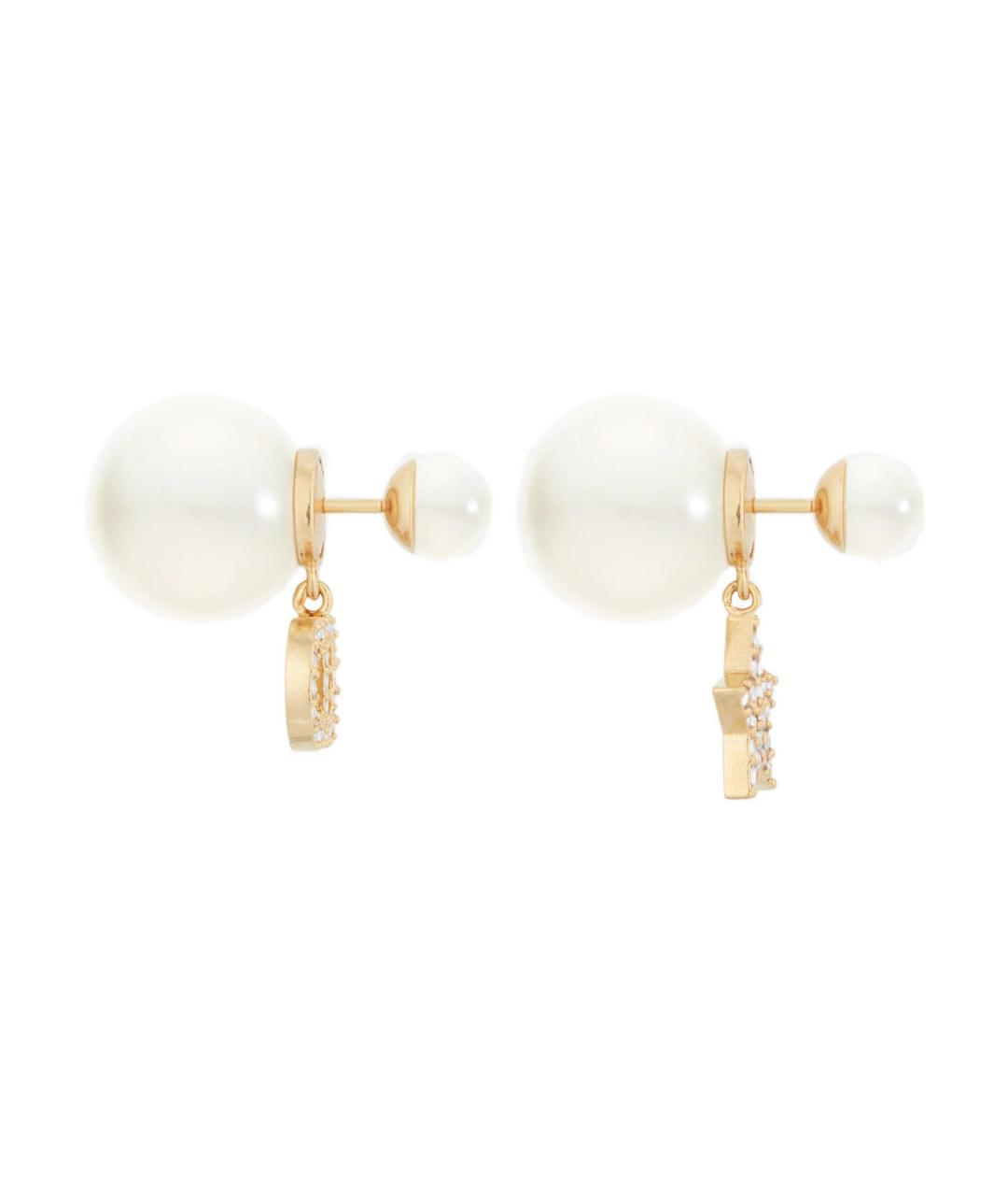 CHRISTIAN DIOR Белые металлические серьги, фото 3