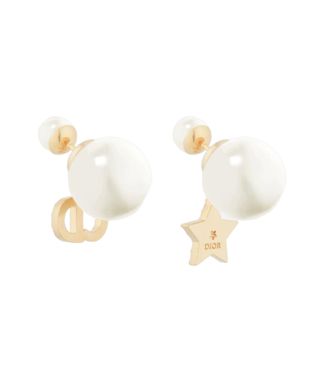 CHRISTIAN DIOR Белые металлические серьги, фото 4