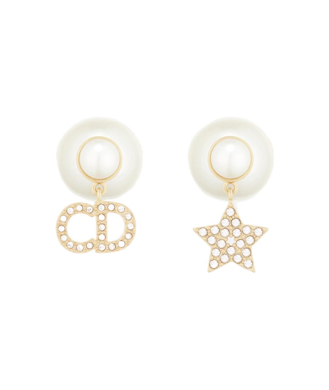 CHRISTIAN DIOR Белые металлические серьги, фото 2