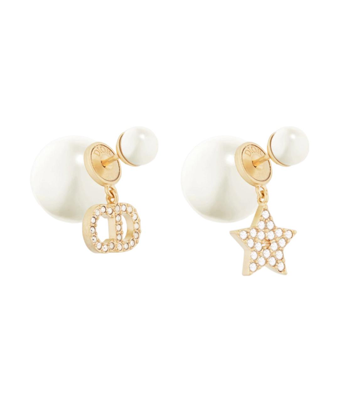 CHRISTIAN DIOR Белые металлические серьги, фото 1