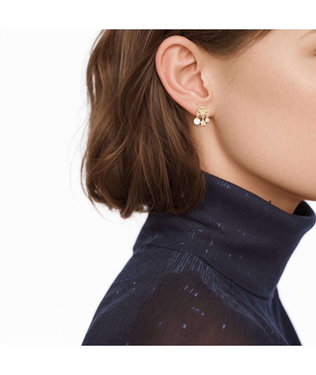 CHRISTIAN DIOR Золотые металлические серьги, фото 5