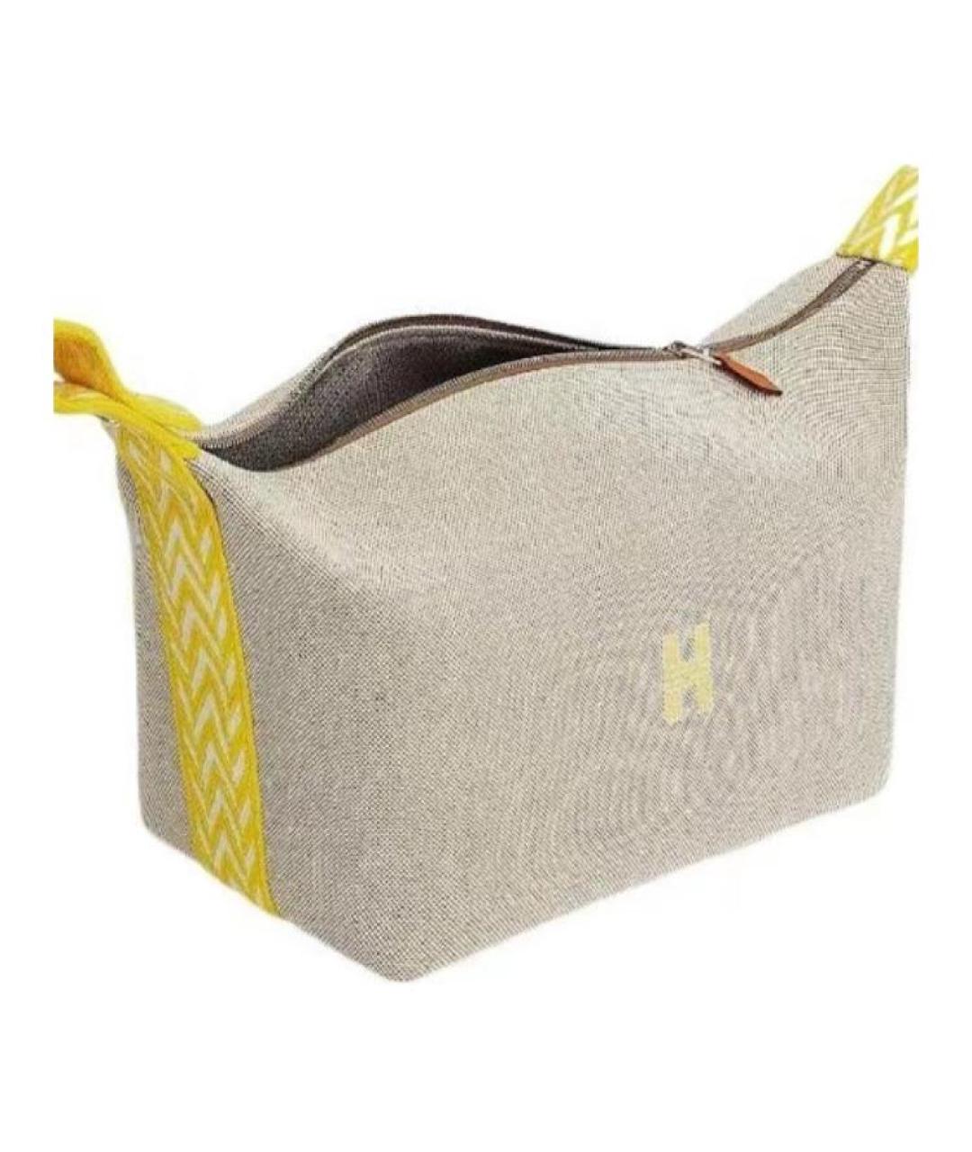 HERMES Бежевая косметичка, фото 6